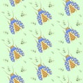 Vector pattern with a fabulous beetle with blue wings